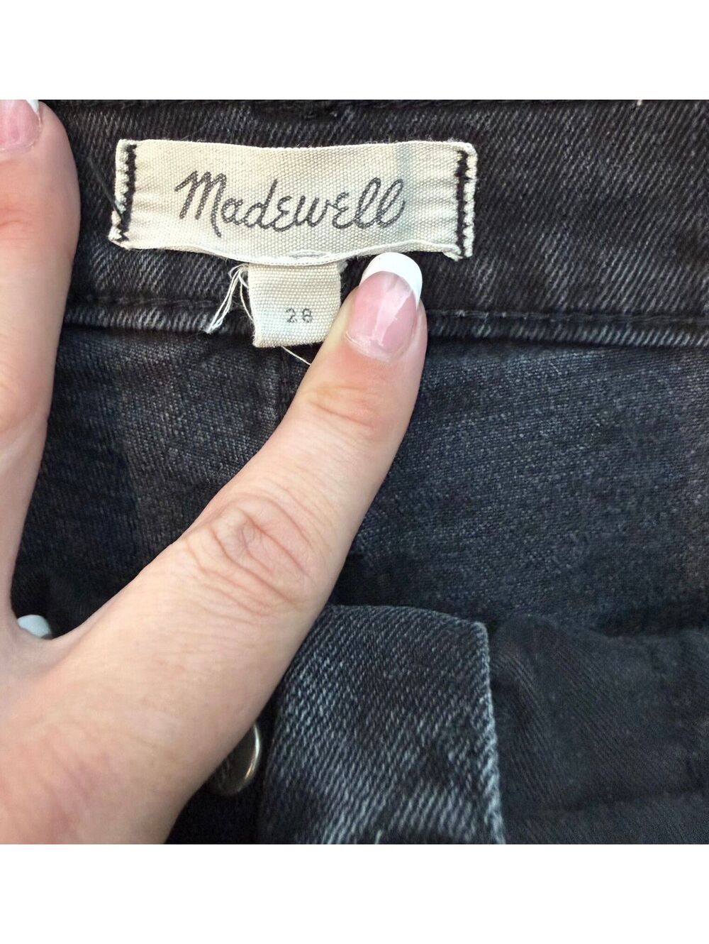 Madewell Black Wash Denim Cut Off Shorts Size 29 - Picture 3 of 5